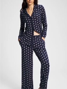 Soma XL New Cool Nights Navy Printed Pajama Set